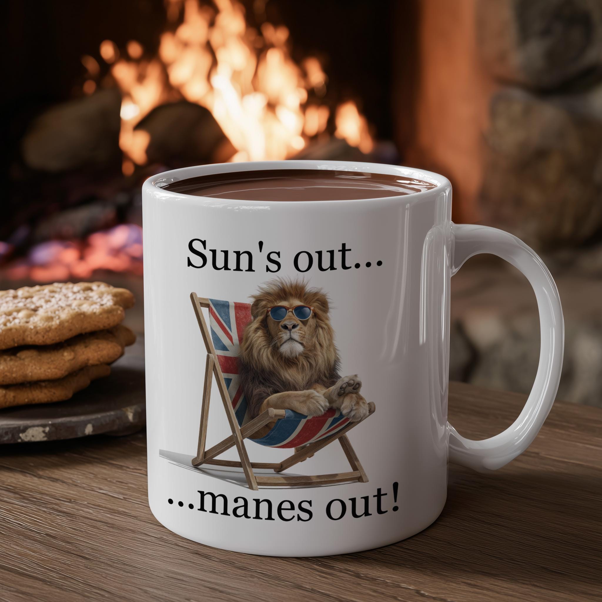 Funny British Lion Coffee Mug: Union Jack, 11oz Ceramic