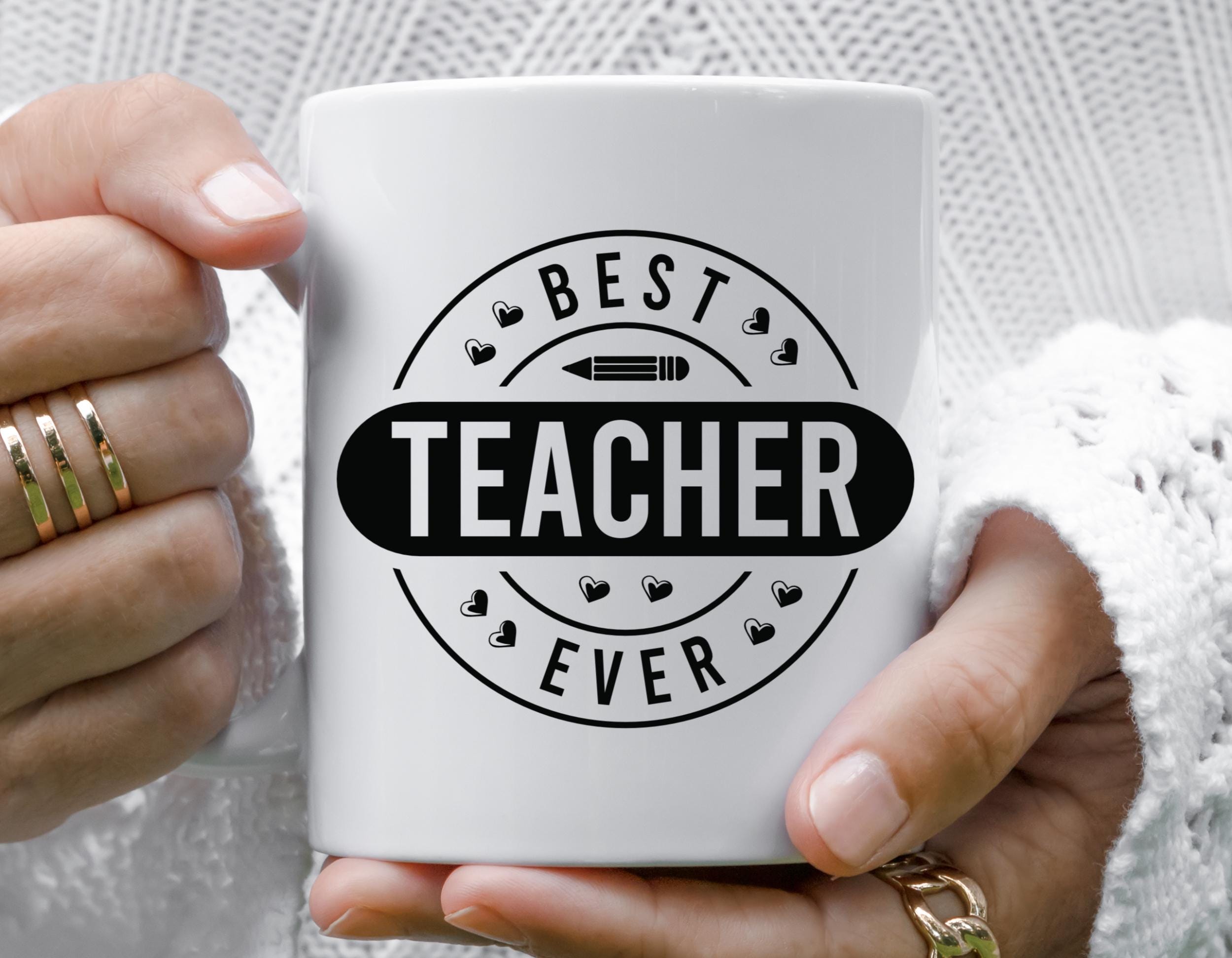 Best Teacher Ever Mug Gift – 11oz White Ceramic Coffee Cup – Teacher Appreciation Gift – End of Term Mug
