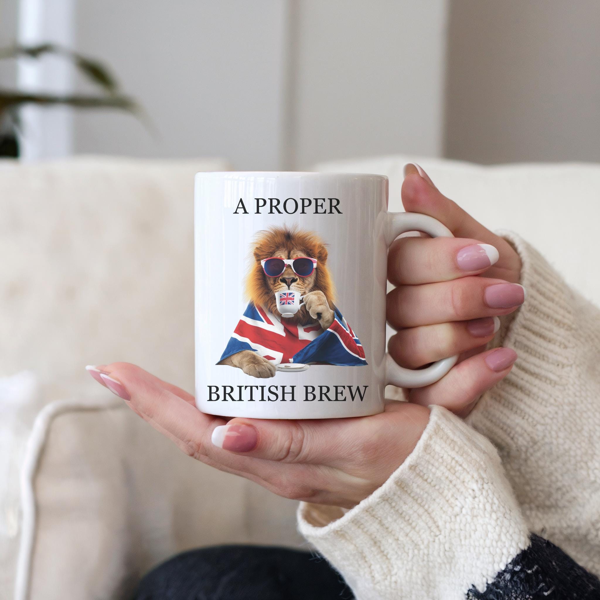 Regal Lion British Mug: Union Jack Sunglasses, Funny Tea Lover Gift