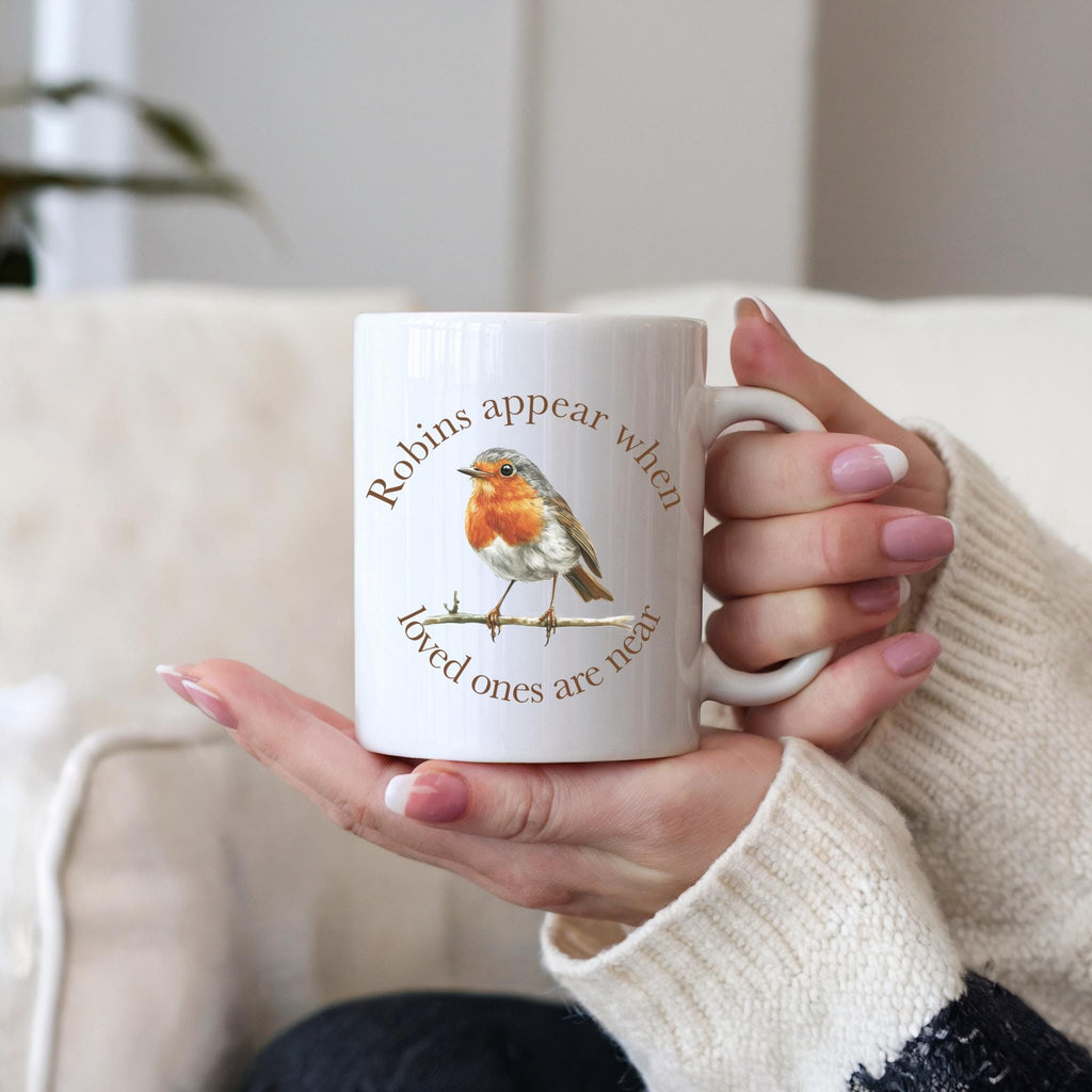 Robin Memorial Coffee Mug: Remembrance Gift, Bird Lover Ceramic Mug