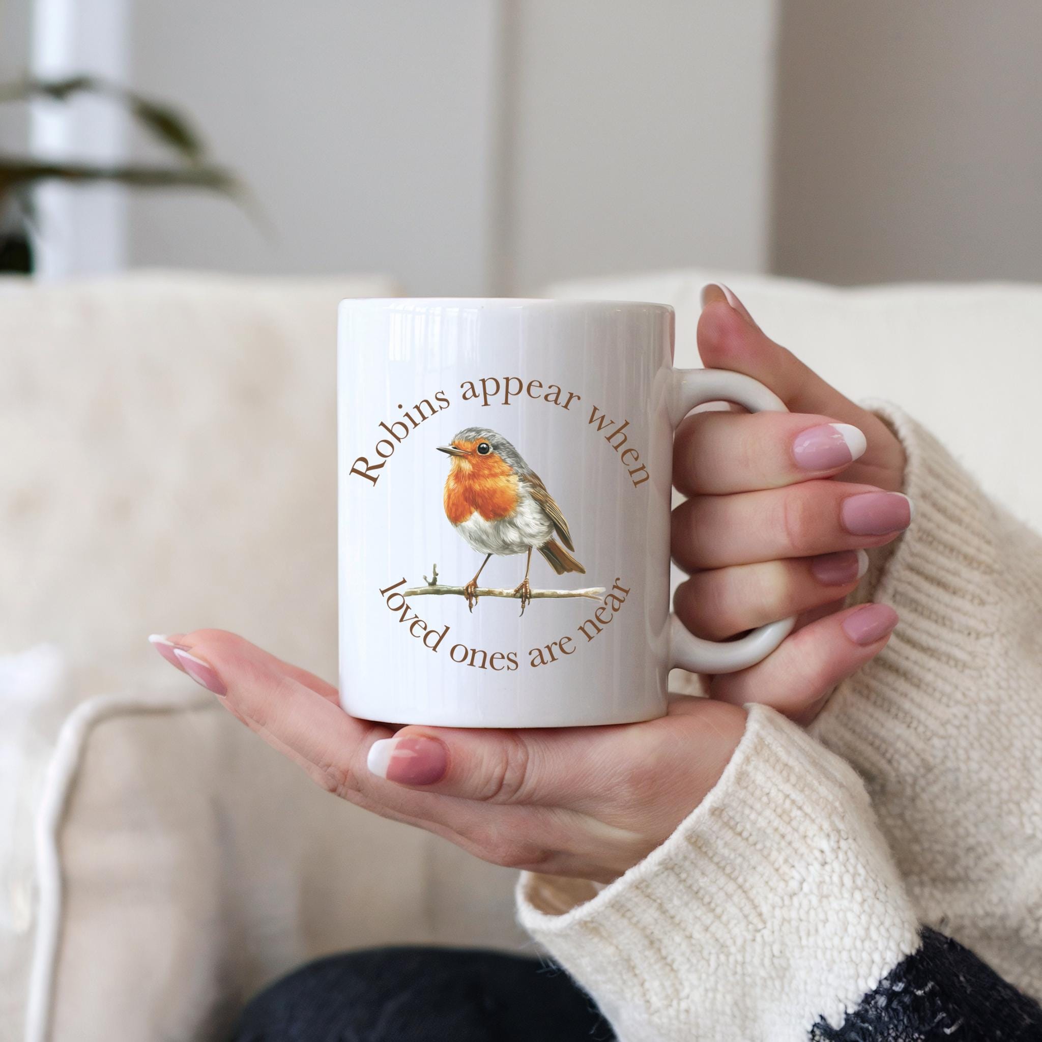 Robin Memorial Coffee Mug: Remembrance Gift, Bird Lover Ceramic Mug