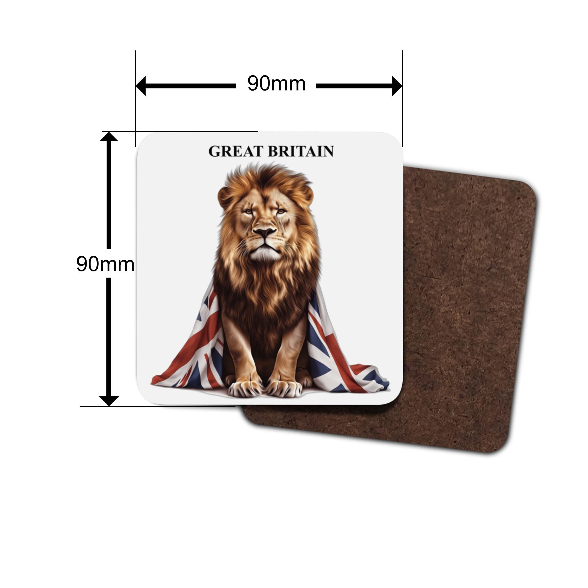 Union Jack Lion Coaster: British Pride Drink Mat, UK Home Decor (Single coaster)