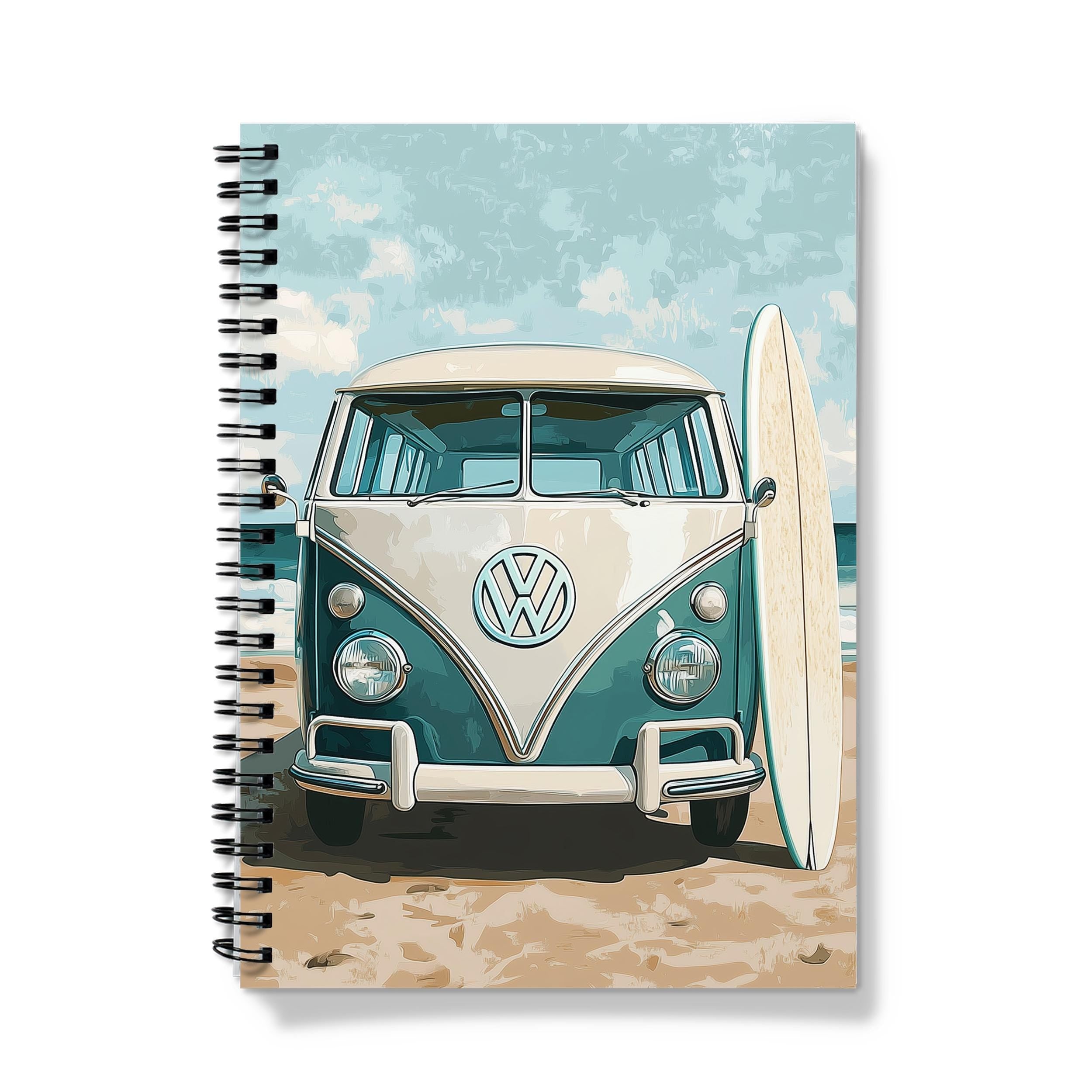 VW Camper Van A5 Notebook: Retro Beach Travel Journal