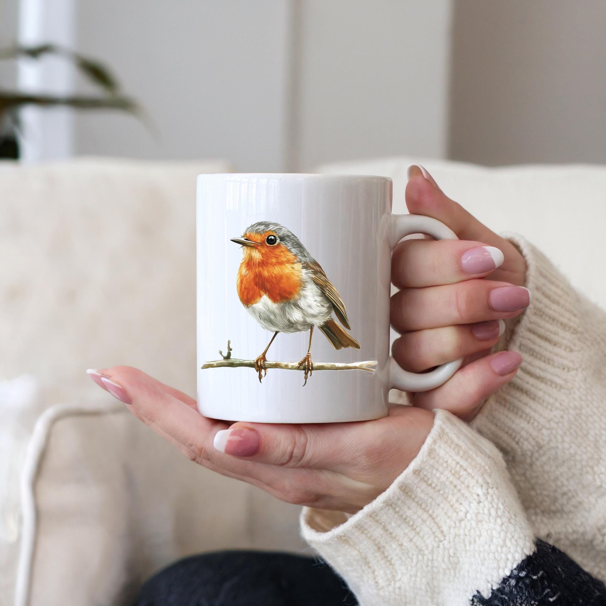 Robin Mug: British Garden Bird Ceramic Coffee Cup