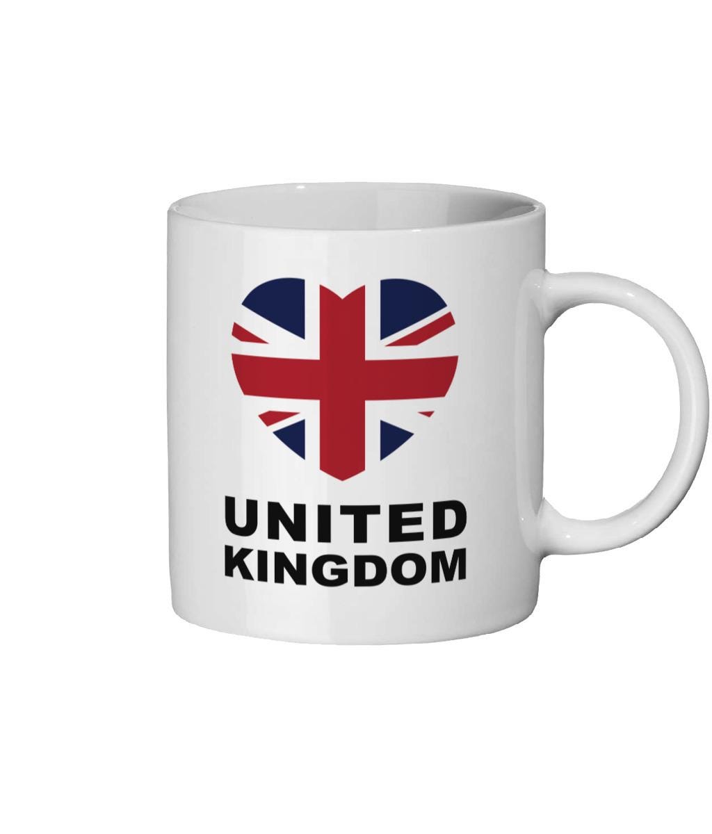 Union Jack Heart Mug: British Flag Coffee Cup, UK Gift