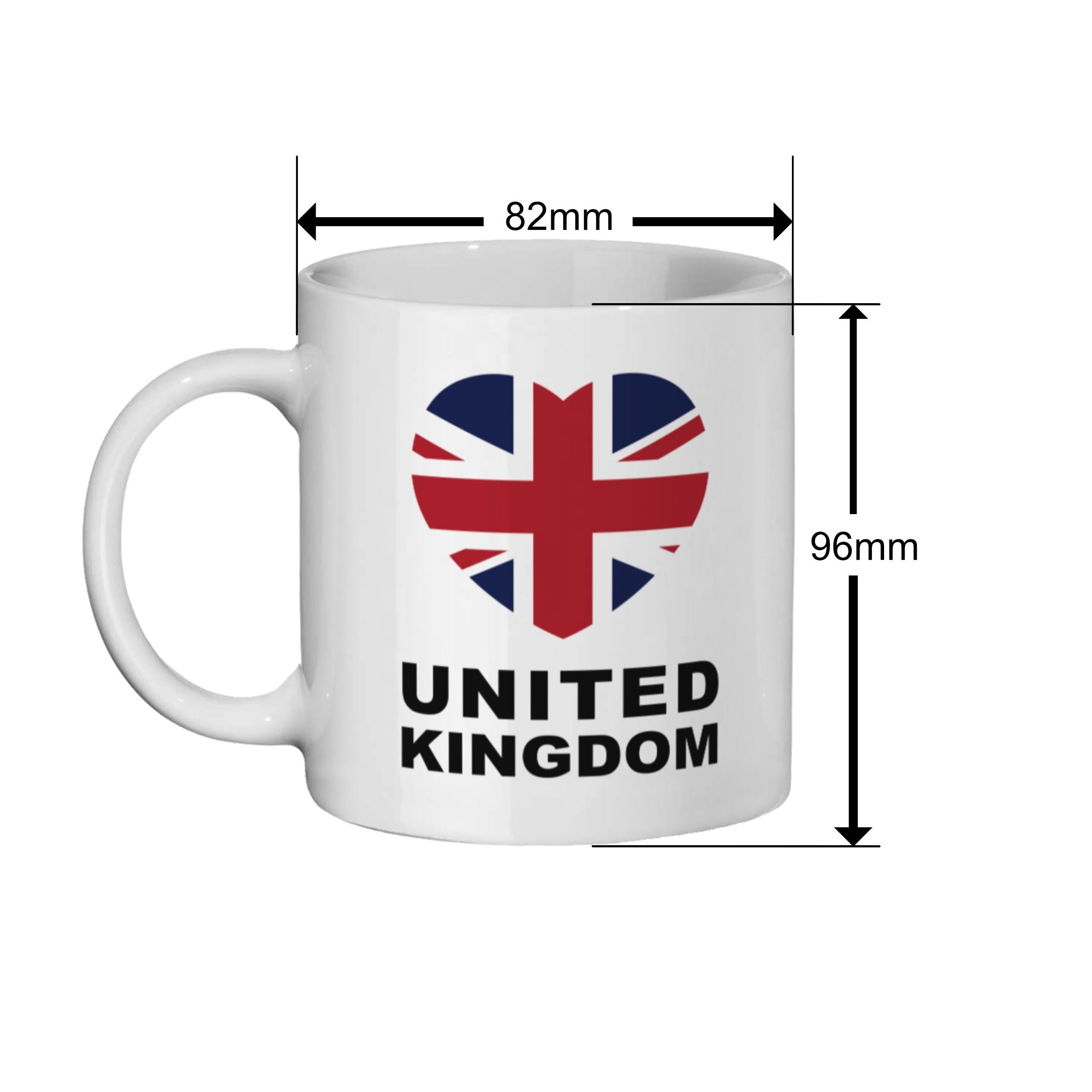 Union Jack Heart Mug: British Flag Coffee Cup, UK Gift