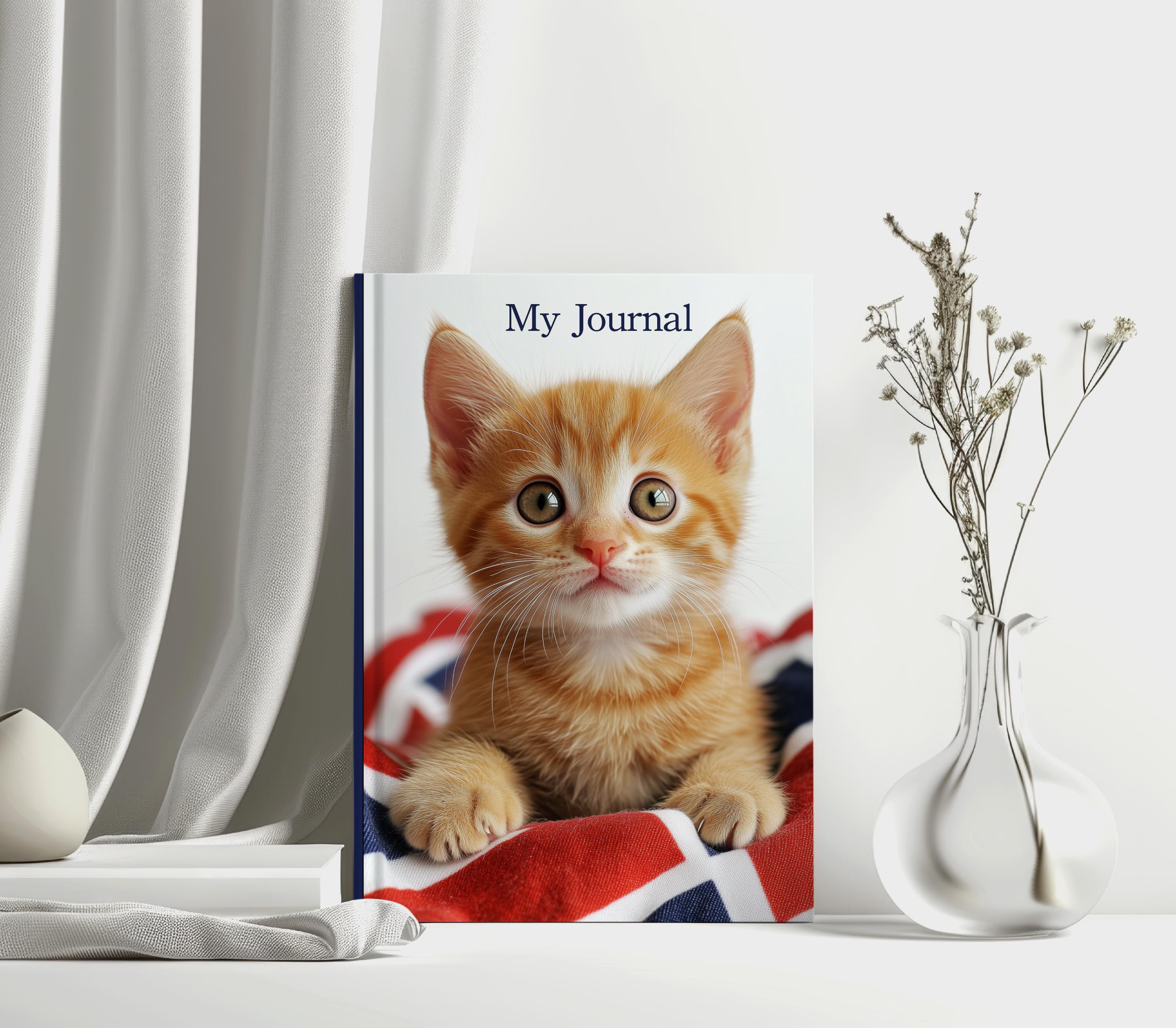Ginger Kitten Notebook: Union Jack Cushion, Cat Lover Journal
