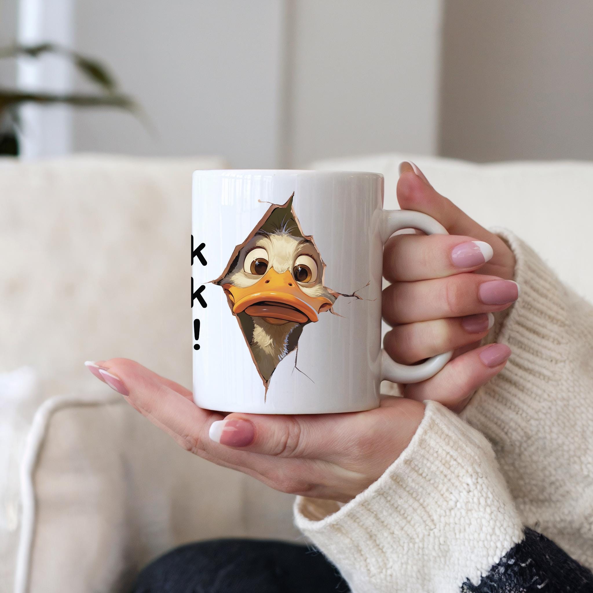 Funny Duck Mug – “Quack Quack Oops!” – 11oz White Ceramic Coffee Cup – Cute Animal Gift for Duck Lovers, Friends or Coworkers