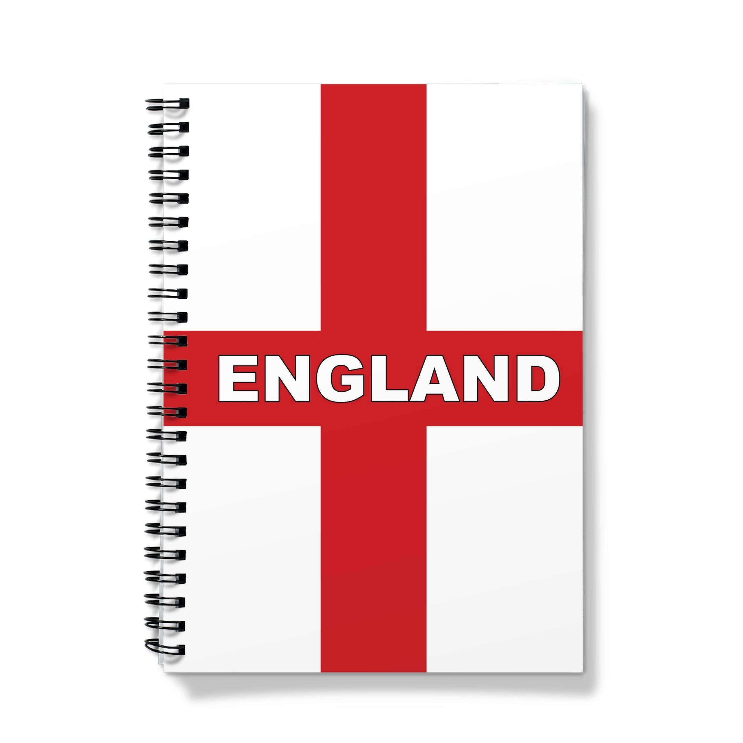 England Flag A5 Spiral Notebook: St George's Cross Journal