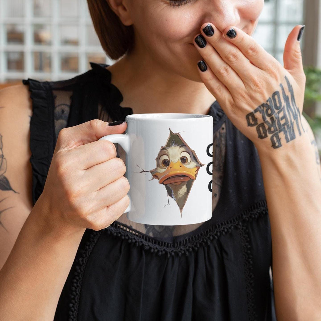 Funny Duck Mug – “Quack Quack Oops!” – 11oz White Ceramic Coffee Cup – Cute Animal Gift for Duck Lovers, Friends or Coworkers