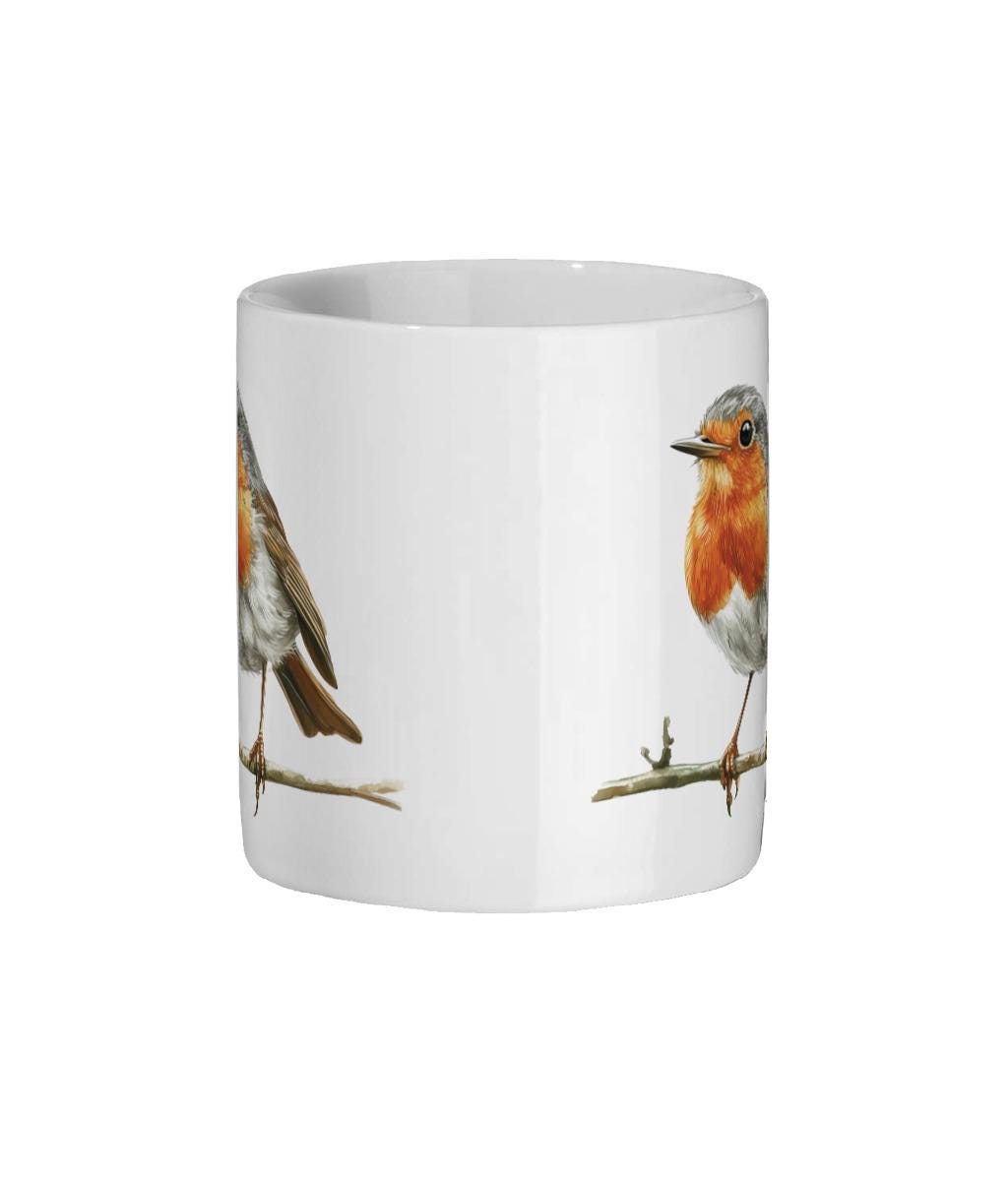 Robin Mug: British Garden Bird Ceramic Coffee Cup