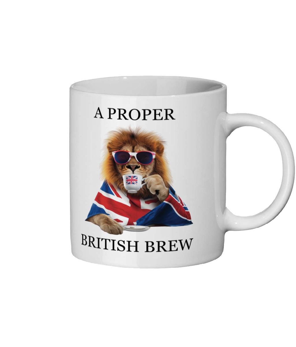 Regal Lion British Mug: Union Jack Sunglasses, Funny Tea Lover Gift