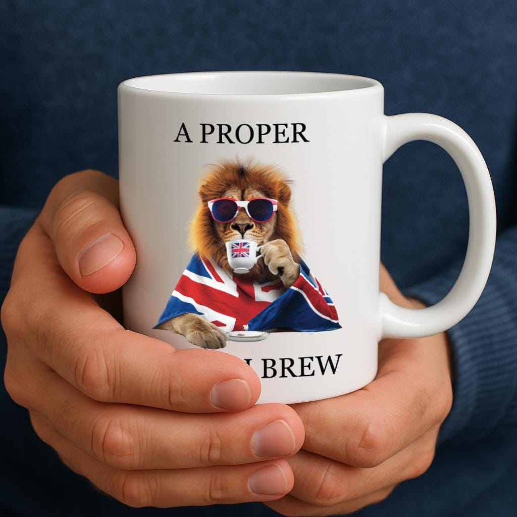 Regal Lion British Mug: Union Jack Sunglasses, Funny Tea Lover Gift