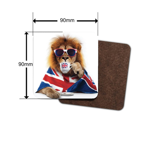 British Lion Coaster: Union Jack Flag, Quirky UK Home Decor (Single coaster)
