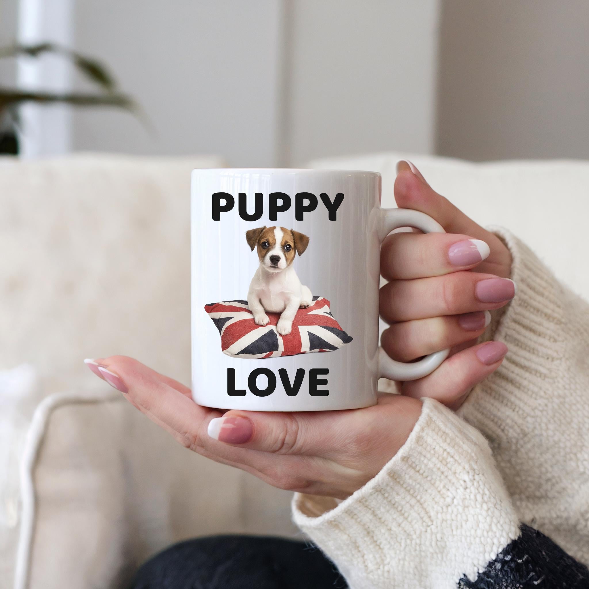 Jack Russell Puppy Mug: British Union Jack Dog Lover Gift