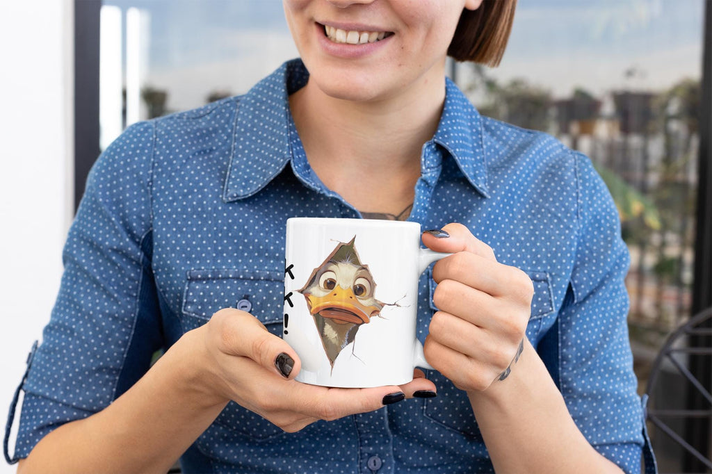 Funny Duck Mug – “Quack Quack Oops!” – 11oz White Ceramic Coffee Cup – Cute Animal Gift for Duck Lovers, Friends or Coworkers