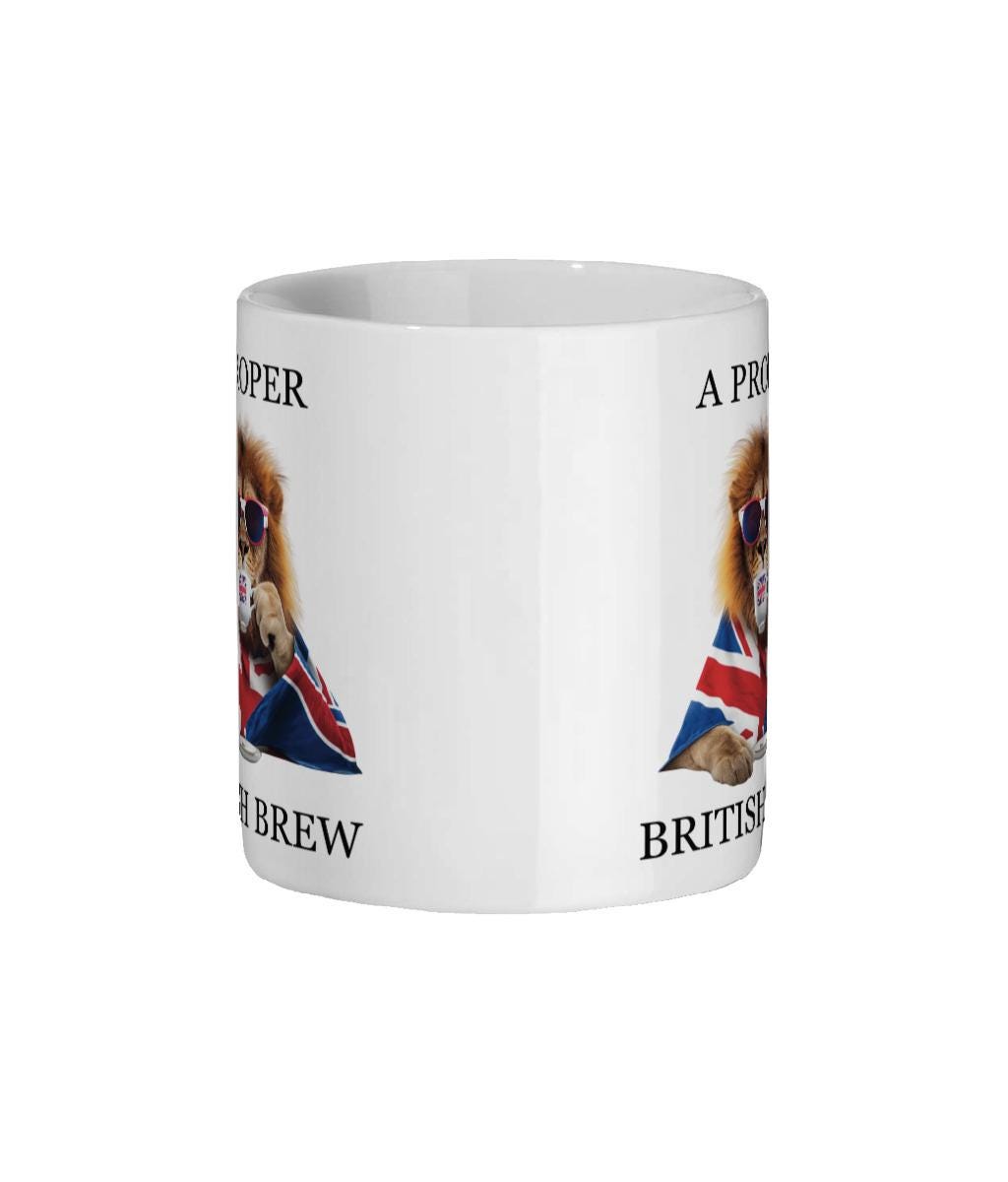 Regal Lion British Mug: Union Jack Sunglasses, Funny Tea Lover Gift