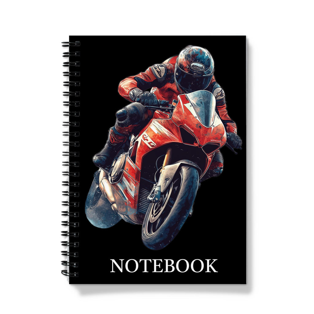 Red Motorbike A5 Spiral Notebook: Lined or Graph Paper
