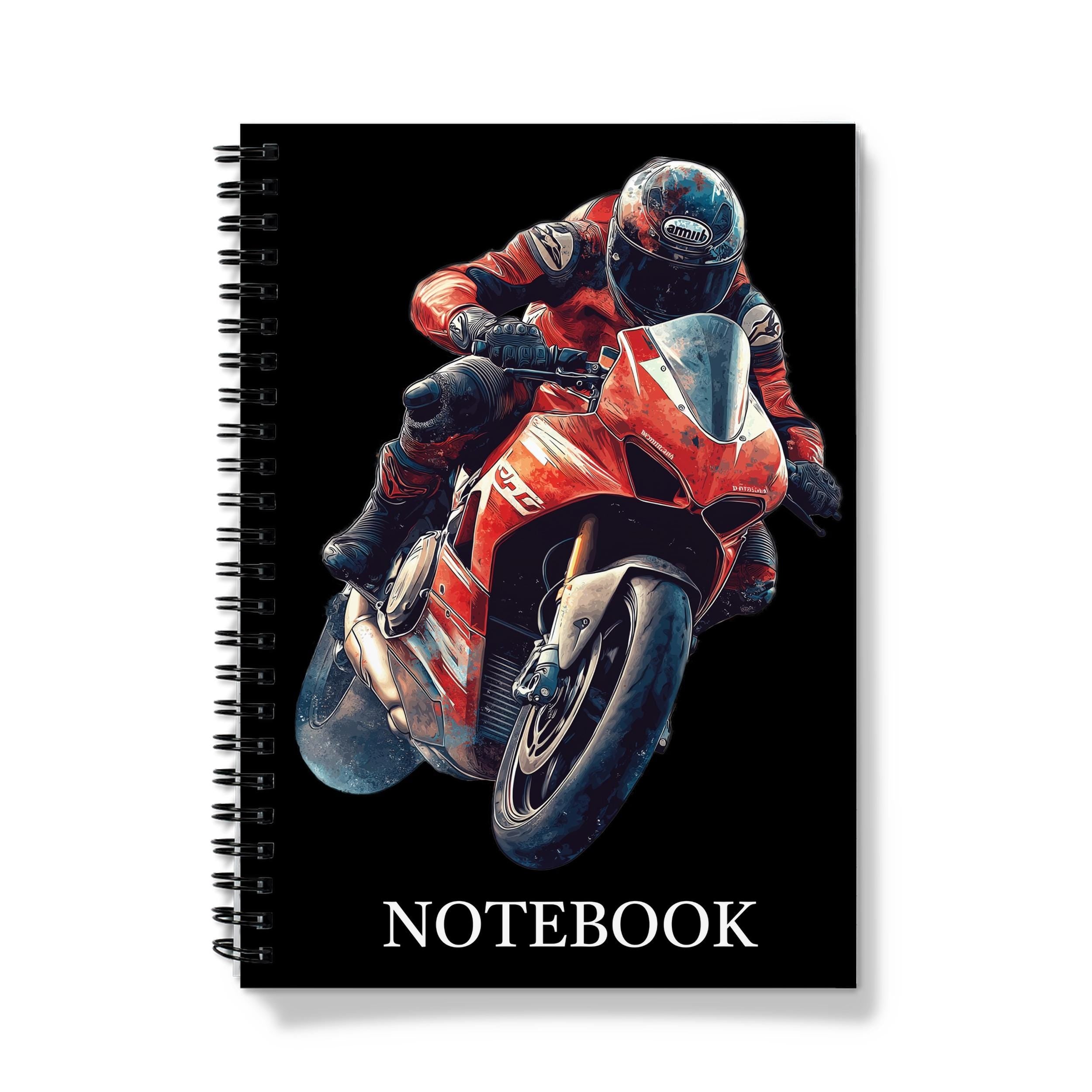 Red Motorbike A5 Spiral Notebook: Lined or Graph Paper