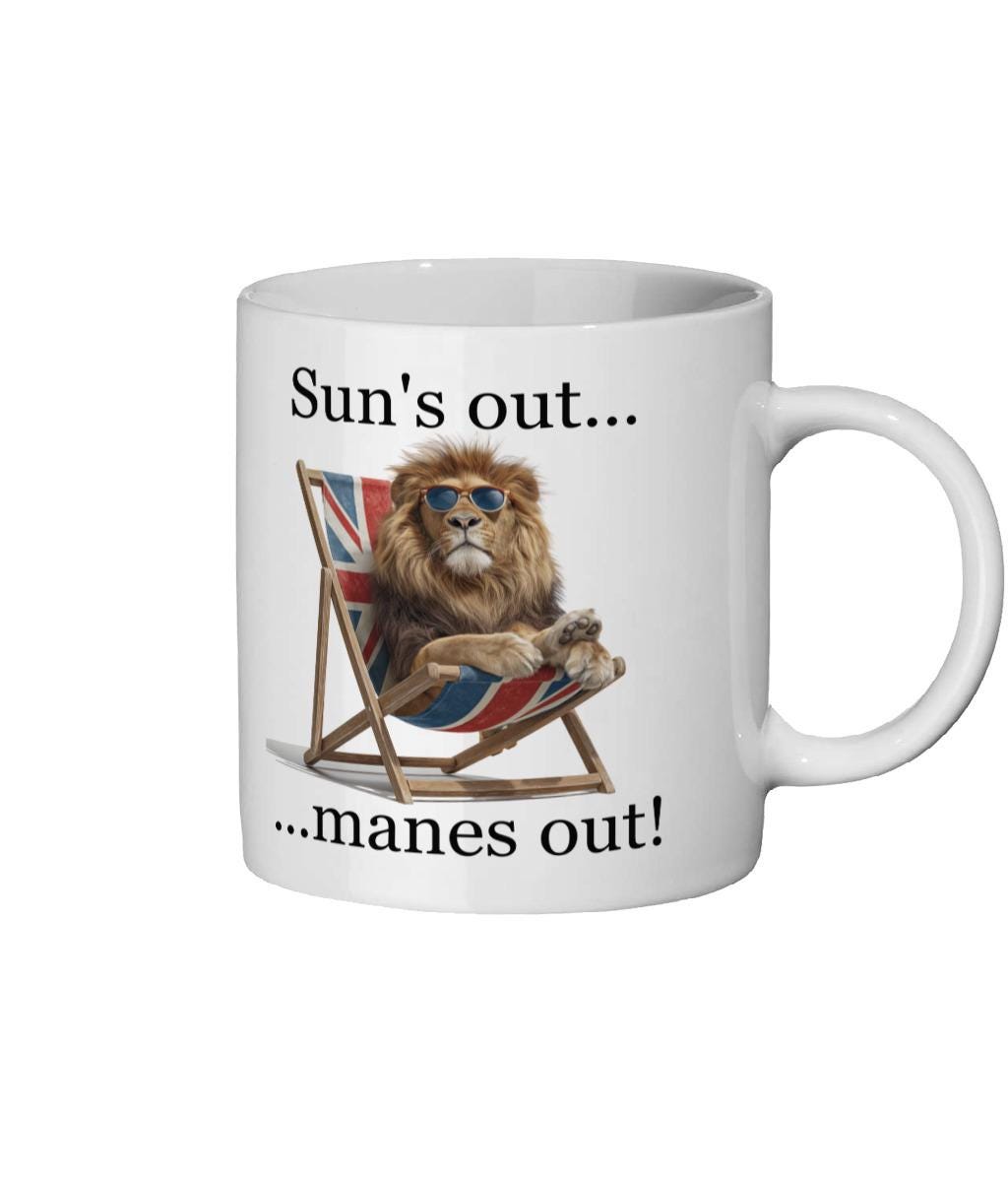 Funny British Lion Coffee Mug: Union Jack, 11oz Ceramic