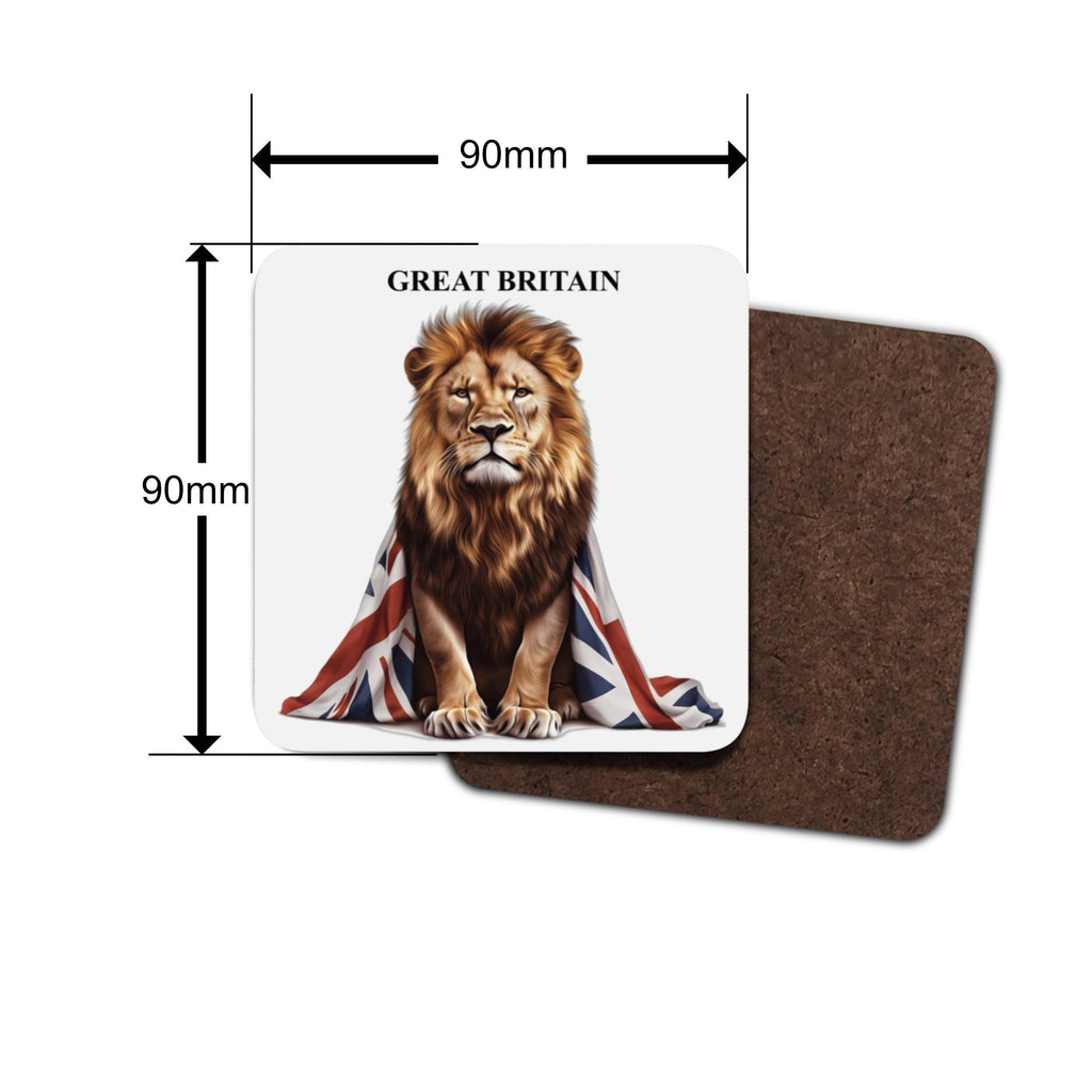 Union Jack Lion Coasters - British Pride Drink Mats (Set of 4)