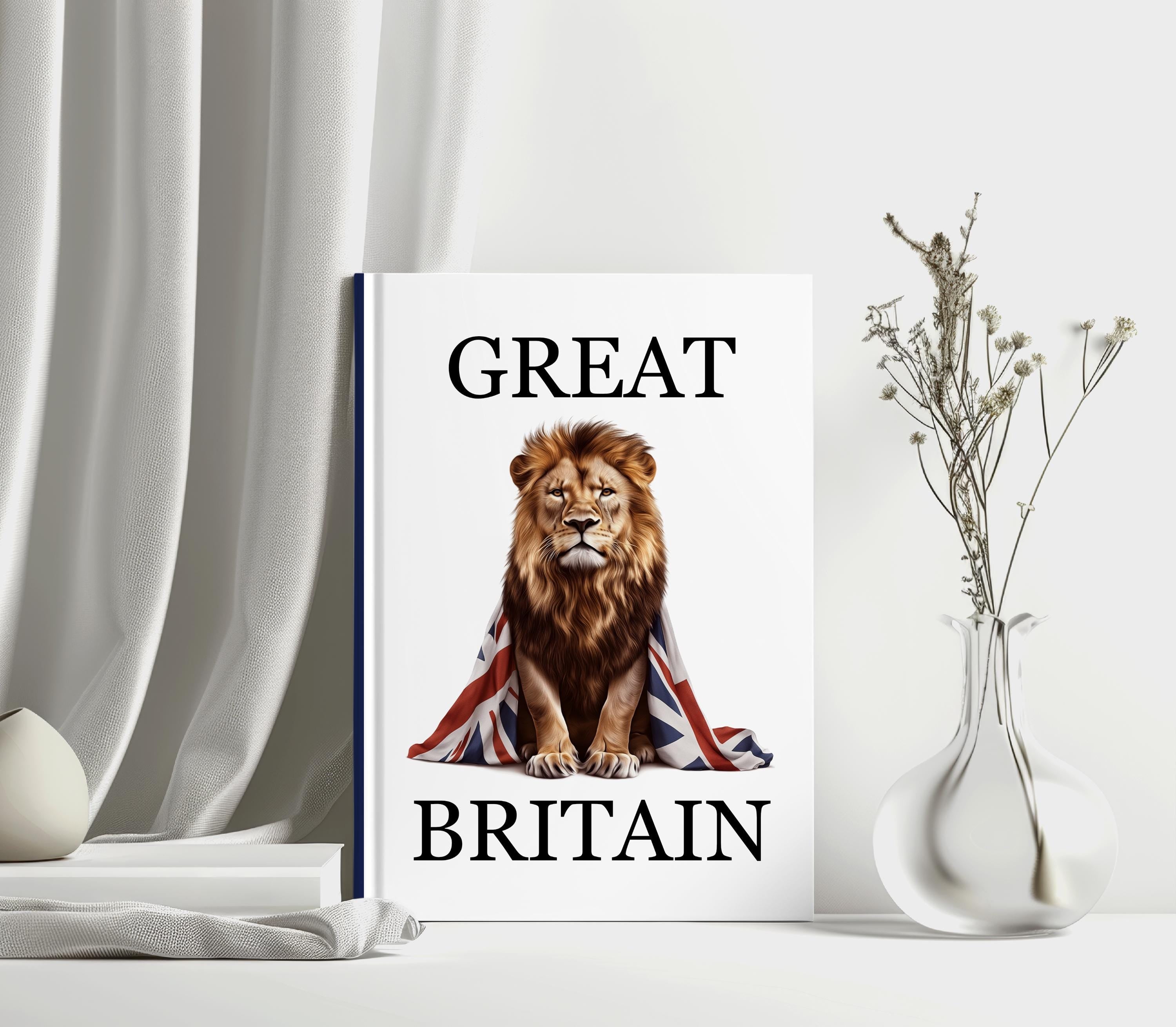 Union Jack Lion Hardback Journal: British Pride A5/A4 Notebook