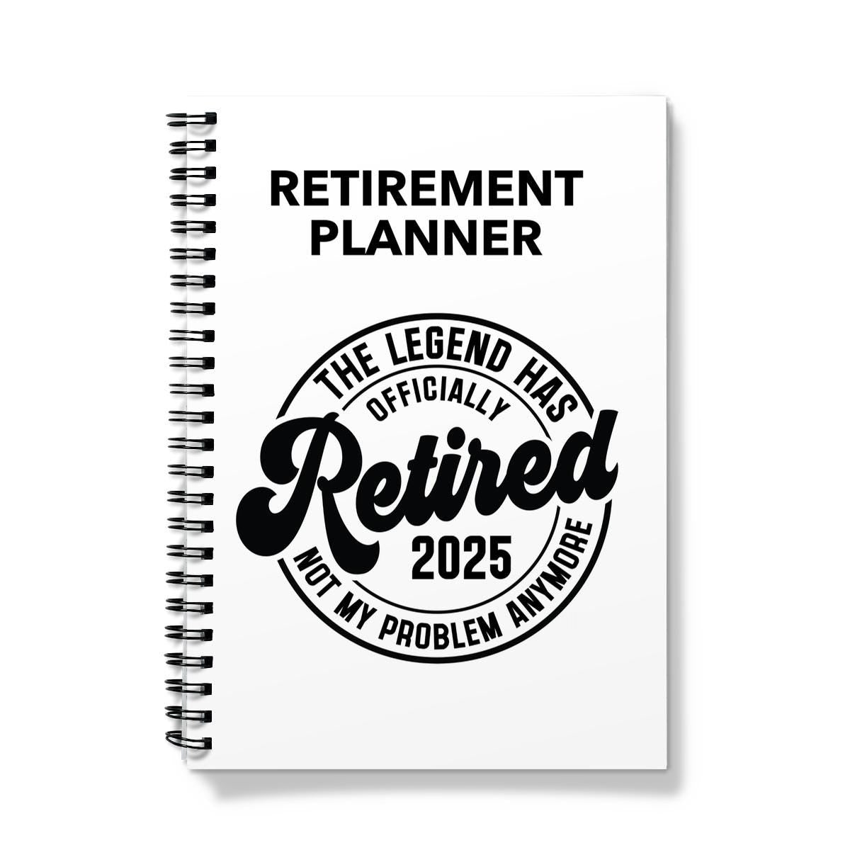 A5 Spiral Bound Retirement Planner Notebook – “The legend has officially retired” Travel Journal for Retirees