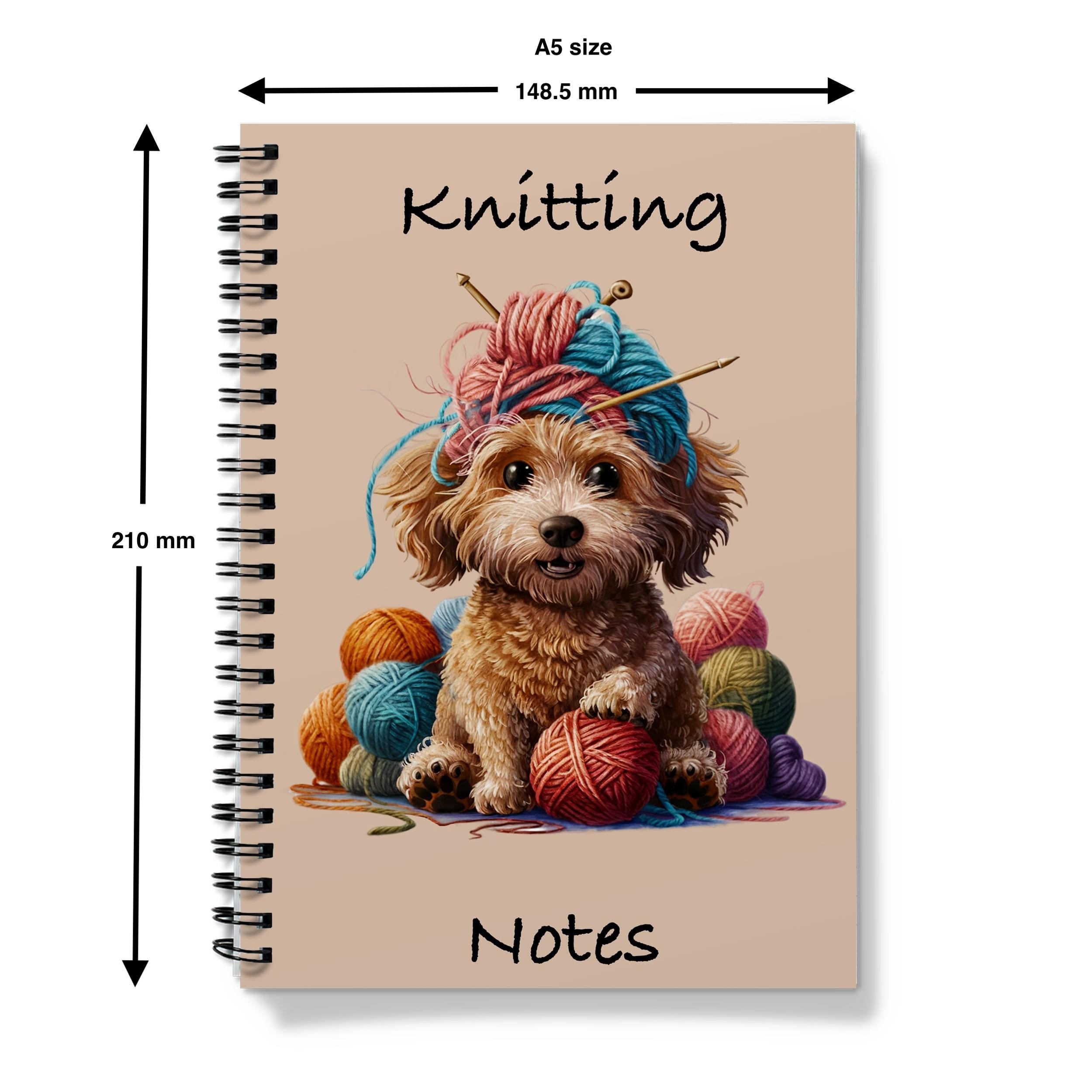 Puppy Knitting Project Journal: A5 Spiral Notebook for Knitters