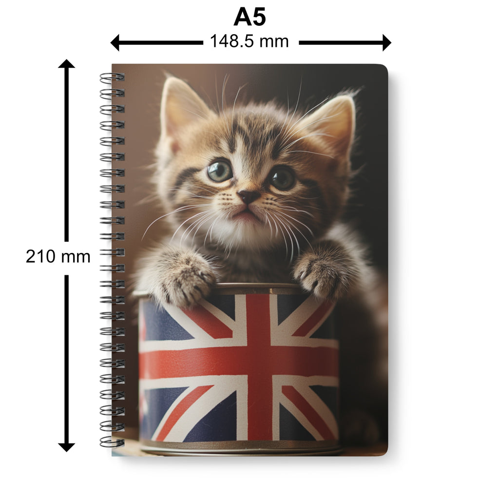Cute Tabby Kitten in Tin - A5 Spiral Notebook