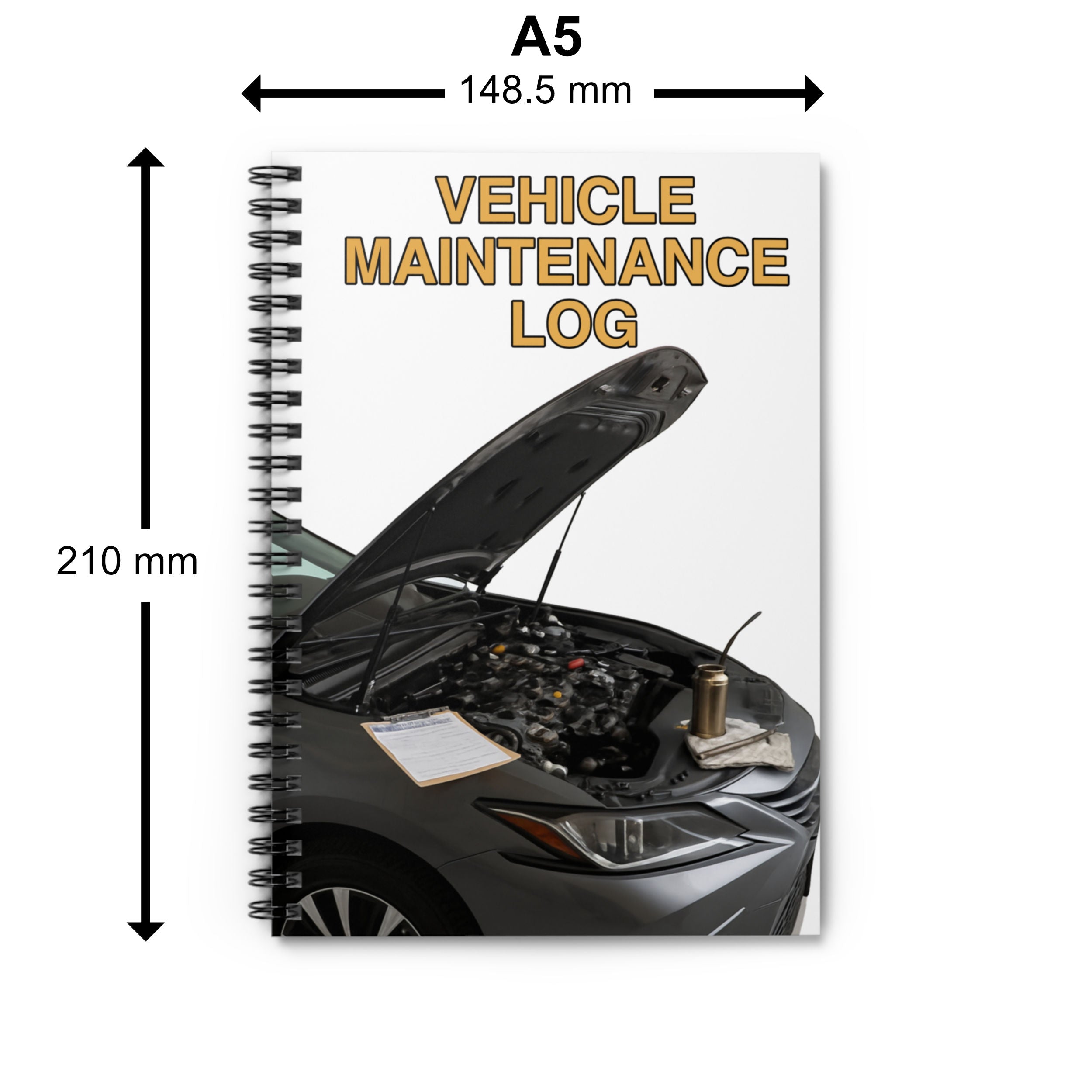 Car Maintenance Log - A5 Spiral Notebook