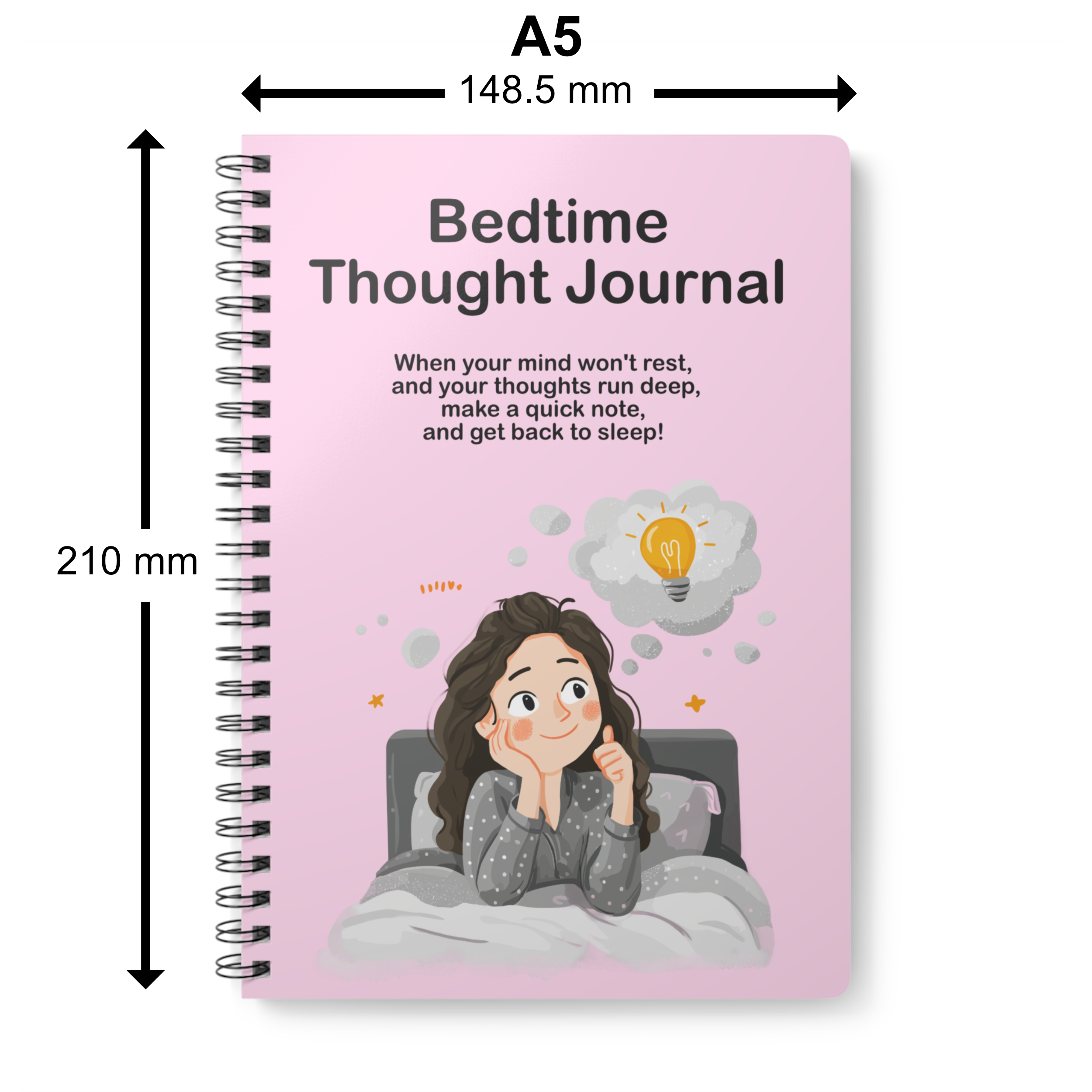 Bedtime Thought Journal: A5 Spiral Notebook for Anxiety Relief