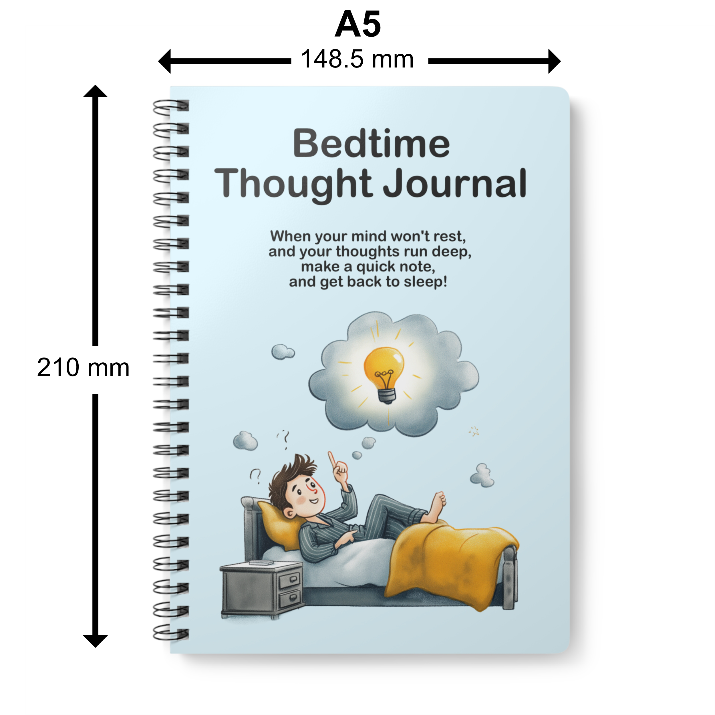 Bedtime Thought Journal: A5 Spiral Notebook for Anxiety Relief