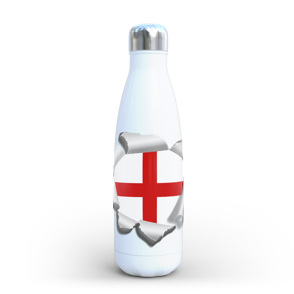 England St George’s Cross Water Bottle – 500ml Stainless Steel Insulated Flask – English Flag