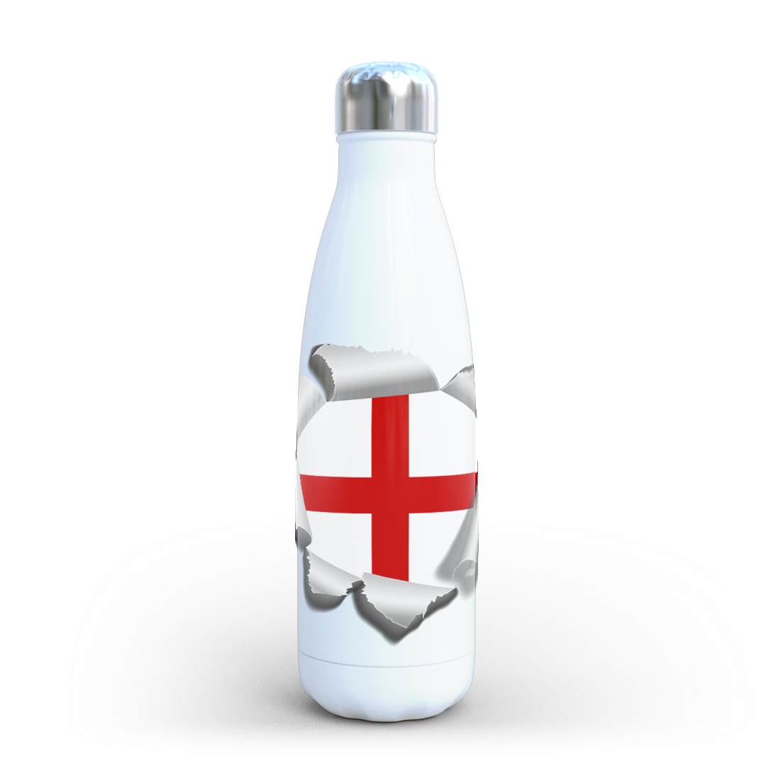 England St George’s Cross Water Bottle – 500ml Stainless Steel Insulated Flask – English Flag