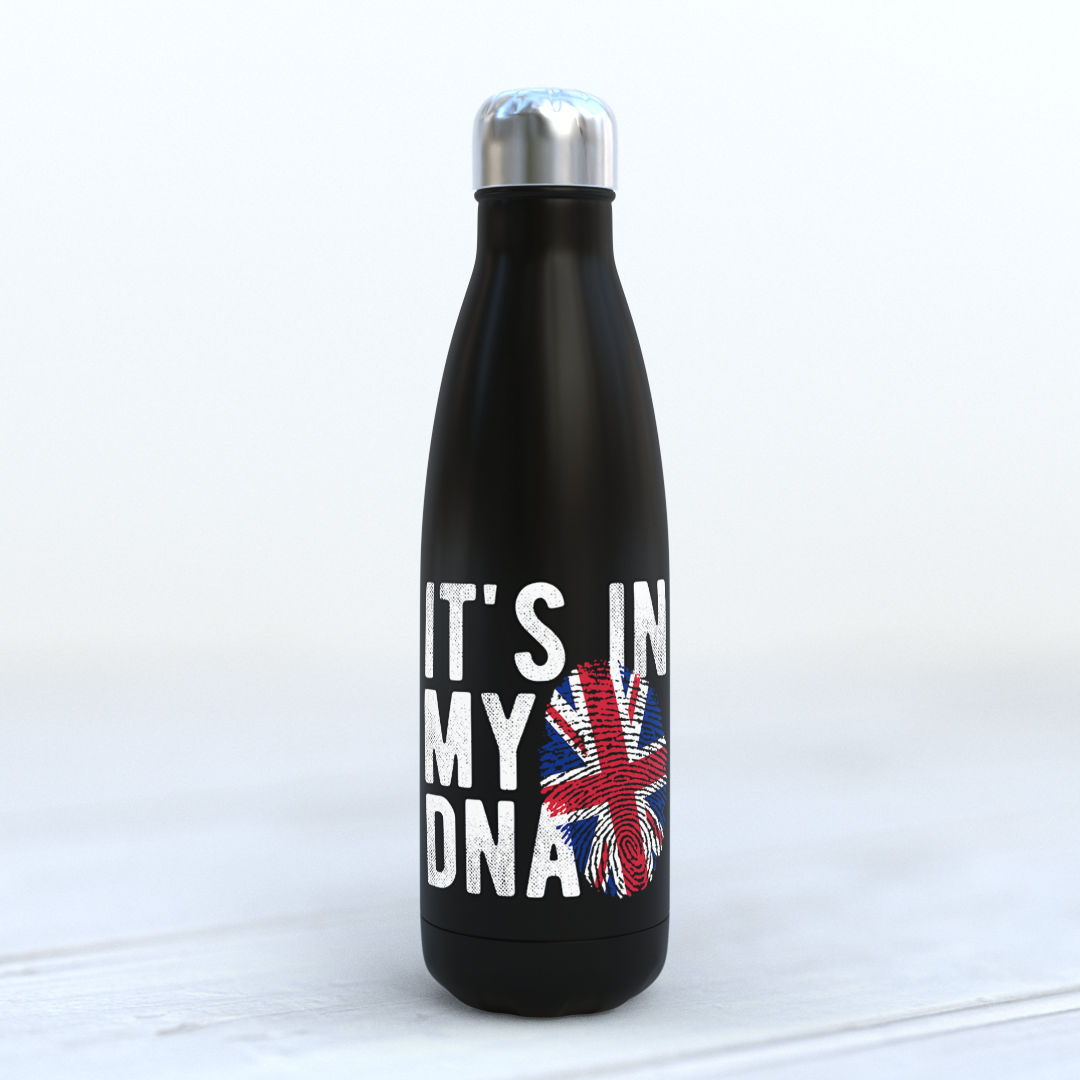 Union Jack Water Bottle: Black Insulated Stainless Steel Travel Flask