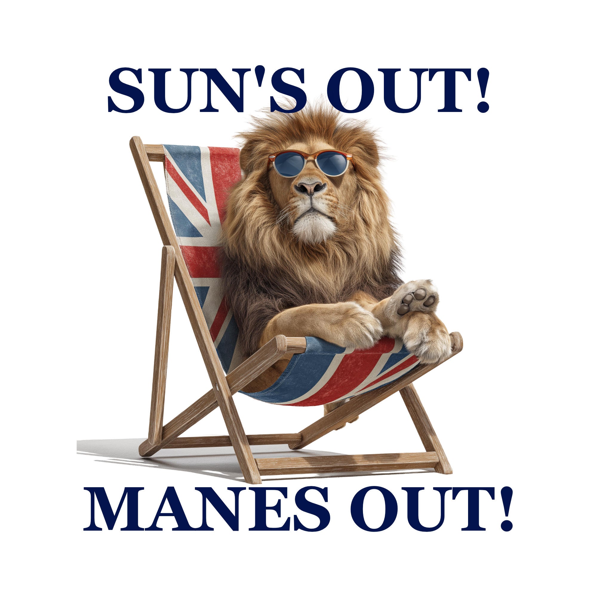 Regal Lion Summer T-Shirt: British Union Jack Deck Chair Design