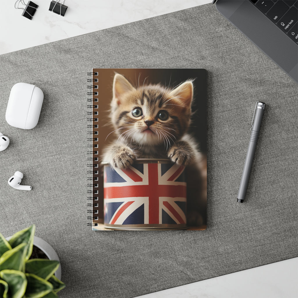 Cute Tabby Kitten in Tin - A5 Spiral Notebook