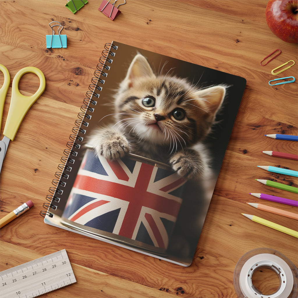 Cute Tabby Kitten in Tin - A5 Spiral Notebook