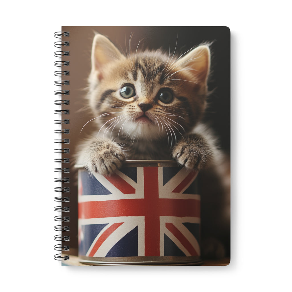 Cute Tabby Kitten in Tin - A5 Spiral Notebook