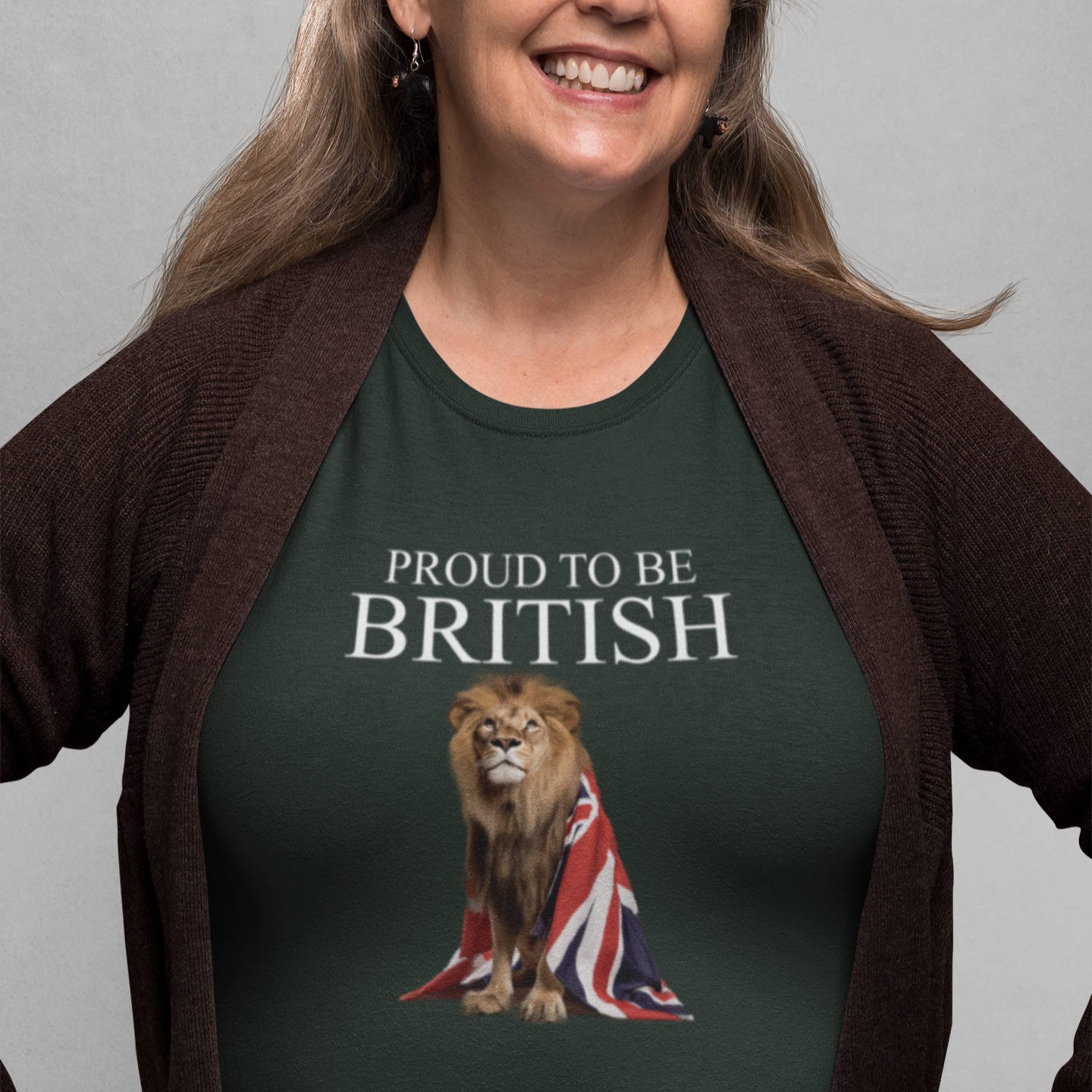 Union Jack Lion T-Shirt: Proud to Be British Ringspun Cotton Tee