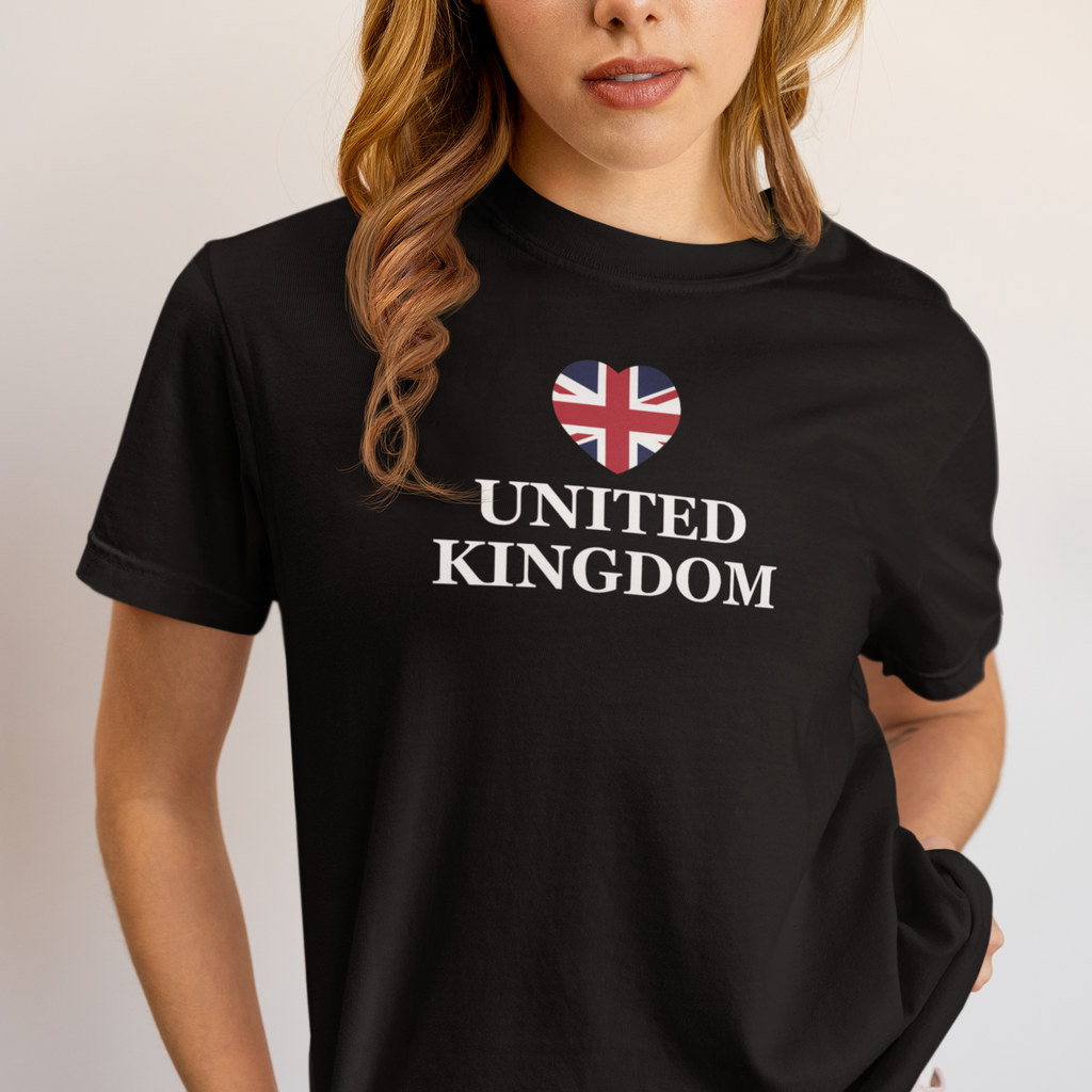 Union Jack Heart T-Shirt: British Pride Souvenir, 100% Cotton