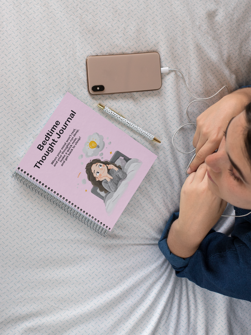 Bedtime Thought Journal: A5 Spiral Notebook for Anxiety Relief