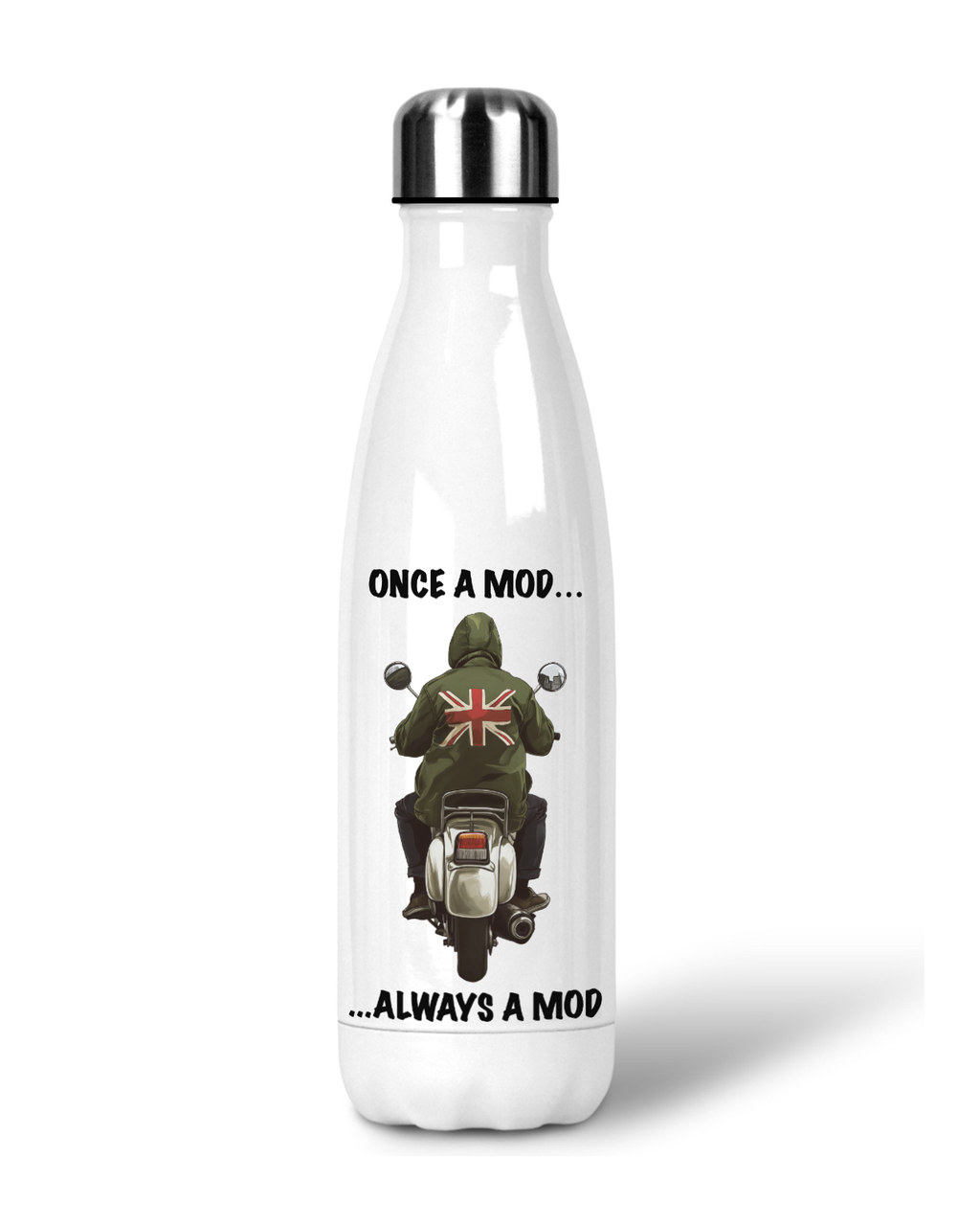 Retro Mod Scooter Water Bottle: Insulated Stainless Steel, 500ml