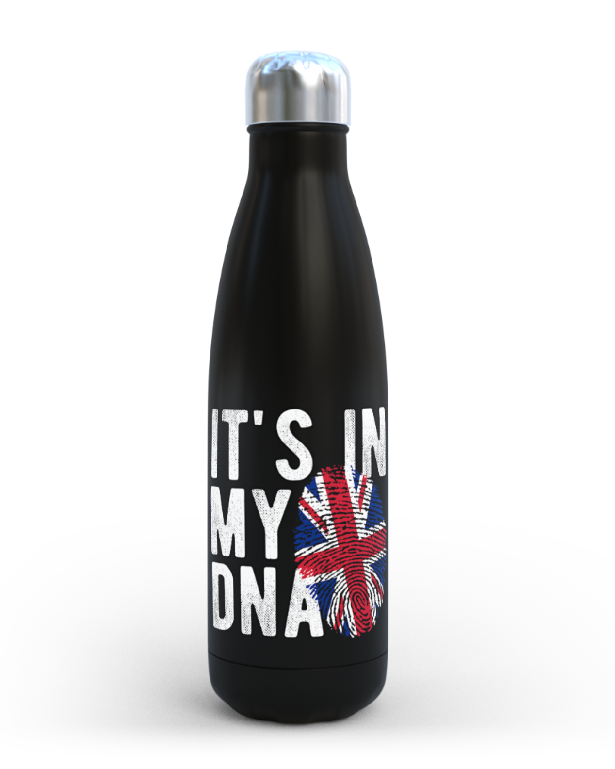 Union Jack Water Bottle: Black Insulated Stainless Steel Travel Flask