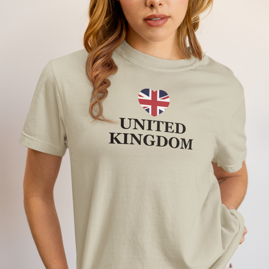Union Jack Heart T-Shirt: British Pride Souvenir, 100% Cotton