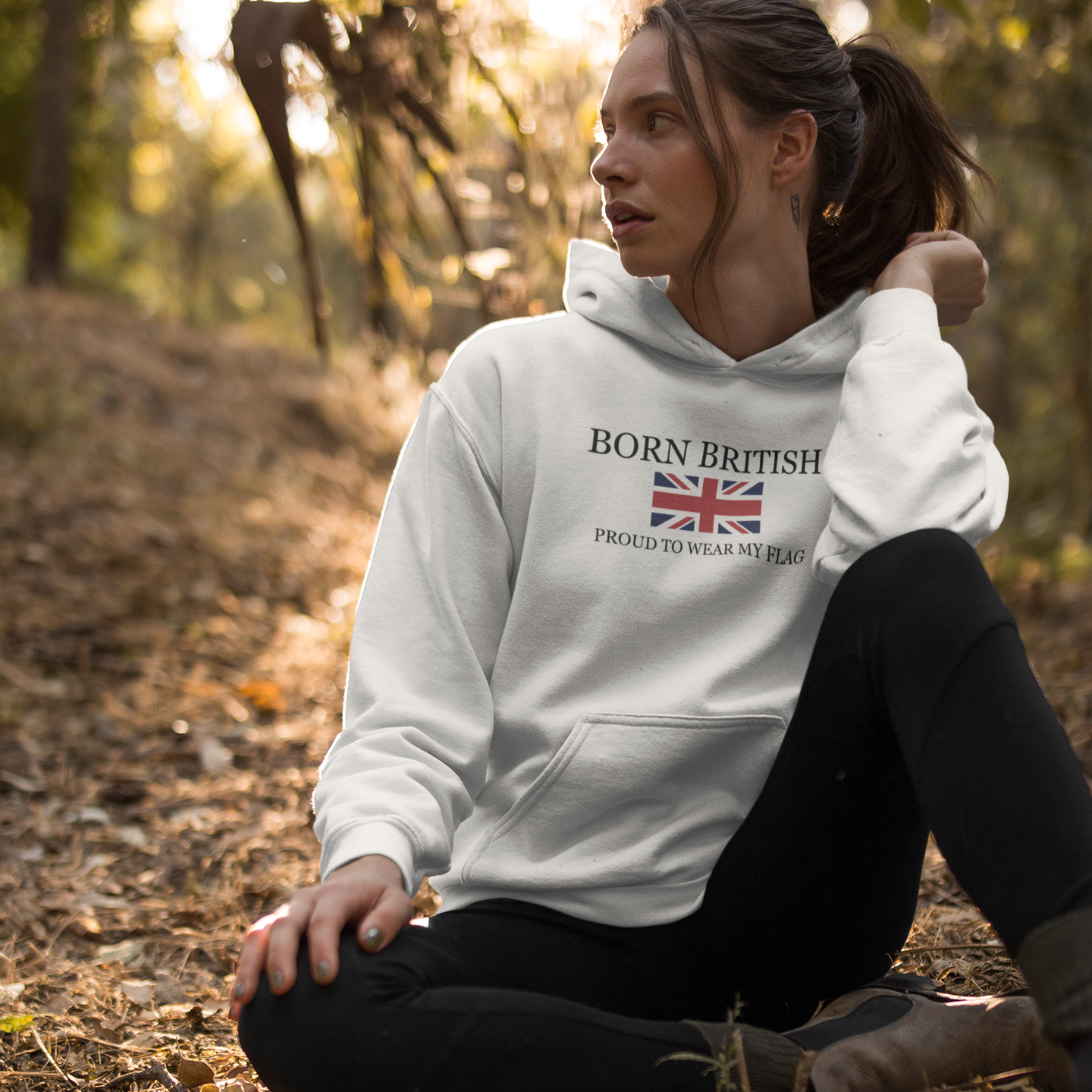 Union Jack Hoodie: Born British Pride Pullover - Unisex Cotton Blend