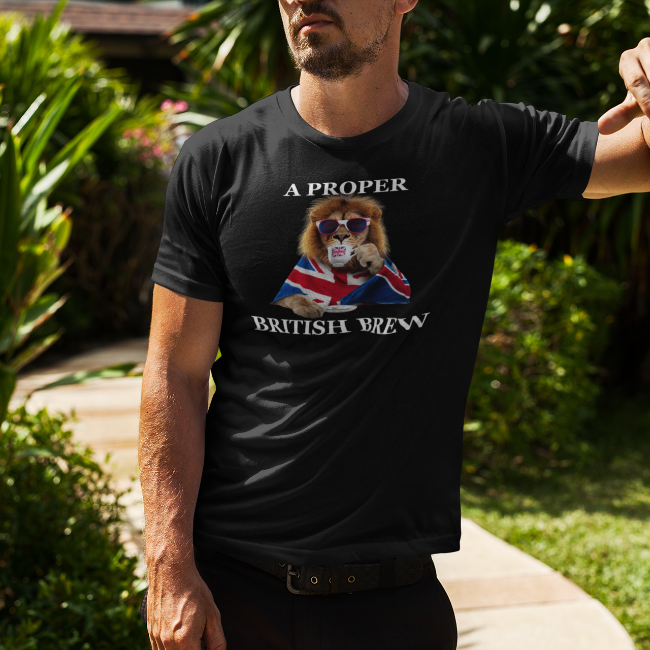 Funny British Lion T-Shirt: Union Jack Tea Lover Tee