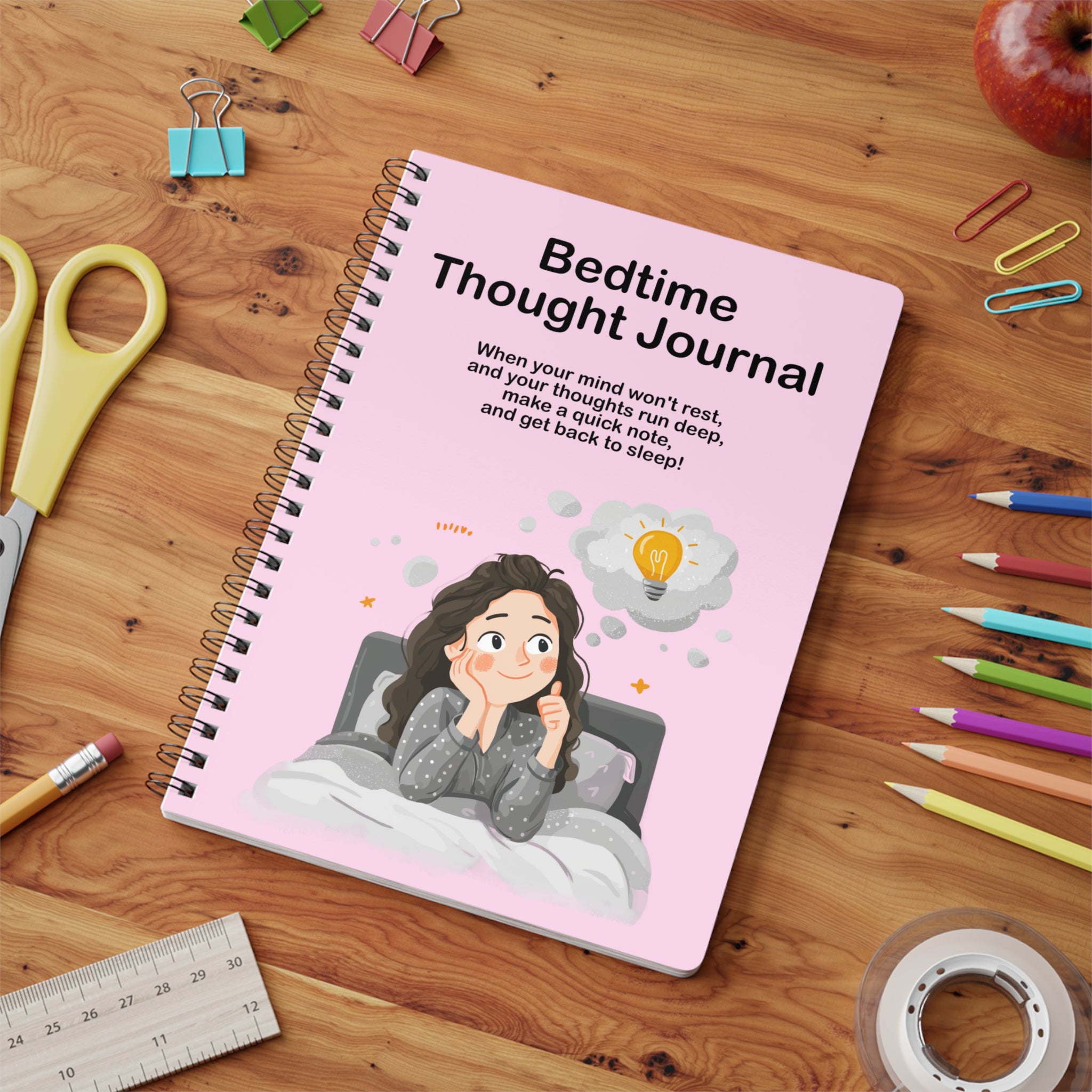 Bedtime Thought Journal: A5 Spiral Notebook for Anxiety Relief