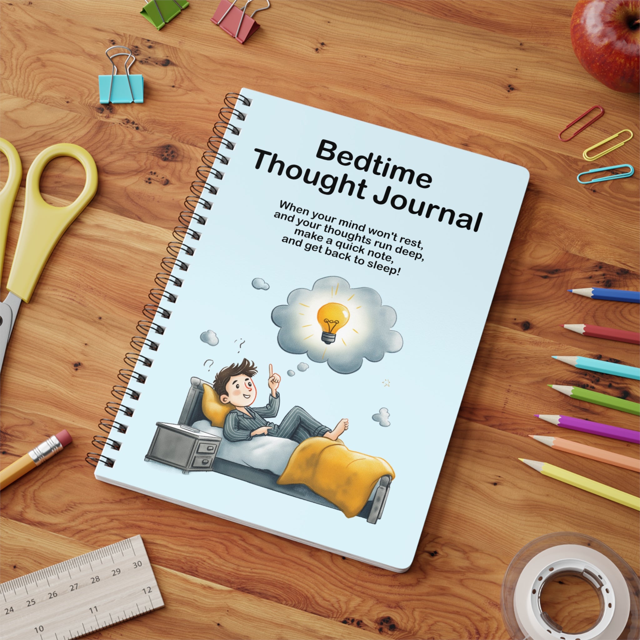 Bedtime Thought Journal: A5 Spiral Notebook for Anxiety Relief