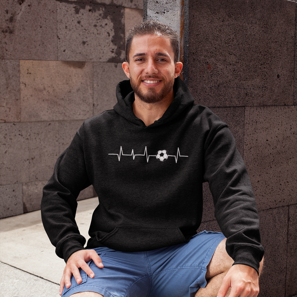 AWDis Hoodie - Football Heartbeat Design | Unisex Pullover Sweatshirt
